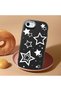 حافظة هاتف من السيليكون الناعم باللون الأسود متوافقة مع هاتف iPhone SE 2020 مع حماية للكاميرا Star منقوش - 2