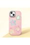 Pink Soft Silicone Phone Colorful Stars with Camera Protection Compatible with iPhone 14