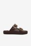 Women's Brown Comfortable Fit Ready-To-Wear Sole Buckled Slipper - 4