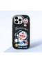 Black Soft Silicone Phone Doraemon Patterned with Camera Protection Compatible with iPhone 12 Pro