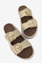 Women's Beige Comfortable Fit Ready-To-Wear Sole Buckled Slipper