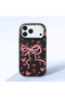 Black Soft Silicone Phone Bow with Camera Protection Compatible with iPhone 17 Pro Max Patterned