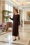 Women's Self-Stone Decorated m Modal Touch Fabric Dress with Slits, Stylish and Comfortable - 6