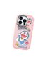 Pink Soft Silicone Phone Doraemon Patterned with Camera Protection Compatible with iPhone 15 Pro - 3