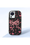 Black Soft Silicone Phone Bowknot with Camera Protection Compatible with Mi 13 Lite Patterned