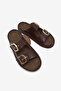 Women's Brown Comfortable Fit Ready-To-Wear Sole Buckled Slipper - 3