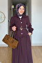 Nale Cupra Tansel Fabric Belt Piece Shirt-Skirt Hijab Set- Plum - 4