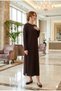 Women's Self-Stone Decorated m Modal Touch Fabric Dress with Slits, Stylish and Comfortable - 4