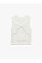 Beige Cotton Slim Fit Sleeveless Crew Neck Blouse With Back Cut-Out Detail - 5