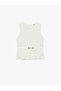 Crew Neck Blouse with Buckle Detail
