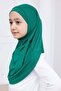 Practical Ready-To-Wear Children's Shawl, Comfortable Elastic Hijab Headscarf Green - 5