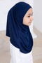 Practical Ready-To-Wear Children's Shawl, Comfortable Elastic Hijab Headscarf Navy Blue - 5