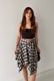 Women's Plaid Patterned Asymmetrical Skirt with Tie Detail - 4