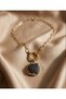 Gold Plated Paperclip Chain Druzy Stone Women's Necklace