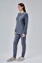 Women's Long Sleeve Cotton Piece Pajama Set Buttoned Pocket Detail Bottom Top Set - 4