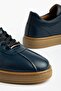 Genuine Leather Men's Daily Casual Shoes Navy Blue with Tied Front Stitching - 2