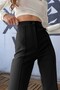 Limpo Women's Black Green Fabric Trousers