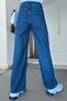 Cawen Women's Dark Blue High Waist Wide-Leg Denim Trousers Jeans - 2