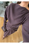 Brown Draped Skirt Blouse Set - 0674 - 3