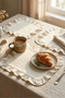 Cotton Ruffled Self-Striped Square Placemat Set of 6 American Service 33 cm Placemat - 4