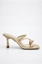 Women's Special Design Thin Cross-Strapped Metallic Gold Evening Dress Slippers with Stiletto Heel Accessories - 4