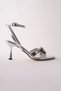 Adelia Metallic Silver Women's Wedding Party Heeled Evening Dress Shoes with Buckled Crystal Stone Details on the Ankle - 7