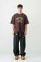 Short Sleeve Boxy Fit Printed T-Shirt Coffee - 3