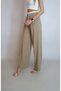 Women's Beige Waist Tie Detailed Side Zipper Design Fabric Pants Yy101278 - 3