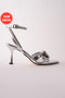 Adelia Metallic Silver Women's Wedding Party Heeled Evening Dress Shoes with Buckled Crystal Stone Details on the Ankle - 3