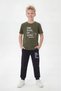 Round Neck T-Shirt and Long Sweatpants with Print Detail for Boys - Top and Bottom Set - 2