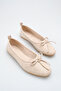 Beige Suede Women's Ballet Flats Bowknot Round Toe Comfortable Non-Slip Sole Pack Shoes Nima