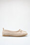 Beige Suede Women's Ballet Flats Bowknot Round Toe Comfortable Non-Slip Sole Pack Shoes Nima - 2
