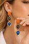 Colorful Stone Detailed Gold Plated Dangle Earrings for Women - 4