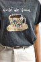 Women's Gray W5 Oversized Special Printed Design T-Shirt - 5
