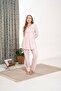 New Season Powder Nevrürlü Elegant Lace Detailed Design Buttoned Long Sleeve Maternity Pajama Set