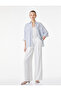 Beige Pockets Pleat Detail Crepe Fabric Straight Wide Leg Pants