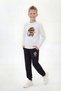 Round Neck Sweatshirt with Elastic Cuffs, Sweatpants, Printed Long Sleeve Boys' Top and Bottom Set