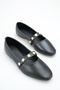 Stoned Women's Ballet Flats Leather Black Orthopedic Sole Comfortable Stylish Women's Zura Ballet Flats - 7