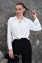 Women's Front Tie Look Chain Accessory Detail Jessica Fabric Shirt - 5