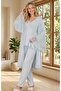 New Season Blue Maternity Stylish Lace Detailed Breastfeeding Feature Design Summer Dressing Gown Pajama Set - 8