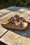 Leopard Patterned Anatomical Natural Cork Sole Genuine Suede Leather Arch Support Slippers - 3
