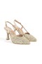 Gold Gold Dore Broken Glass Evening Dress Shoes Pointed Toe Goblet Heels Open Back Stiletto Paris - 2