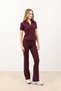 Burgundy Polo Collar Women's T-Shirt - 2