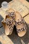Leopard Patterned Anatomical Natural Cork Sole Genuine Suede Leather Arch Support Slippers - 2
