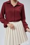 Women's Ruched Sleeveless Lace Collar Detail Woven Shirt - 4