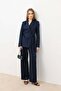 Navy Blue Bodycon Belted Women's Blazer Jacket