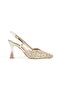 Gold Gold Dore Broken Glass Evening Dress Shoes Pointed Toe Goblet Heels Open Back Stiletto Paris - 4
