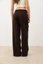 Dark Brown Wide Leg Women's Trousers with Pleated Detail - 4