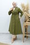 Beli Ruched Zip Detail Trench Coat Tsd260145 Khaki
