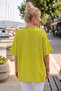 Pistachio Green V-Neck Short Sleeve Buttoned Collar and Cuff Ruffles Casual Muslin Woven Blouse 77 70 - 5